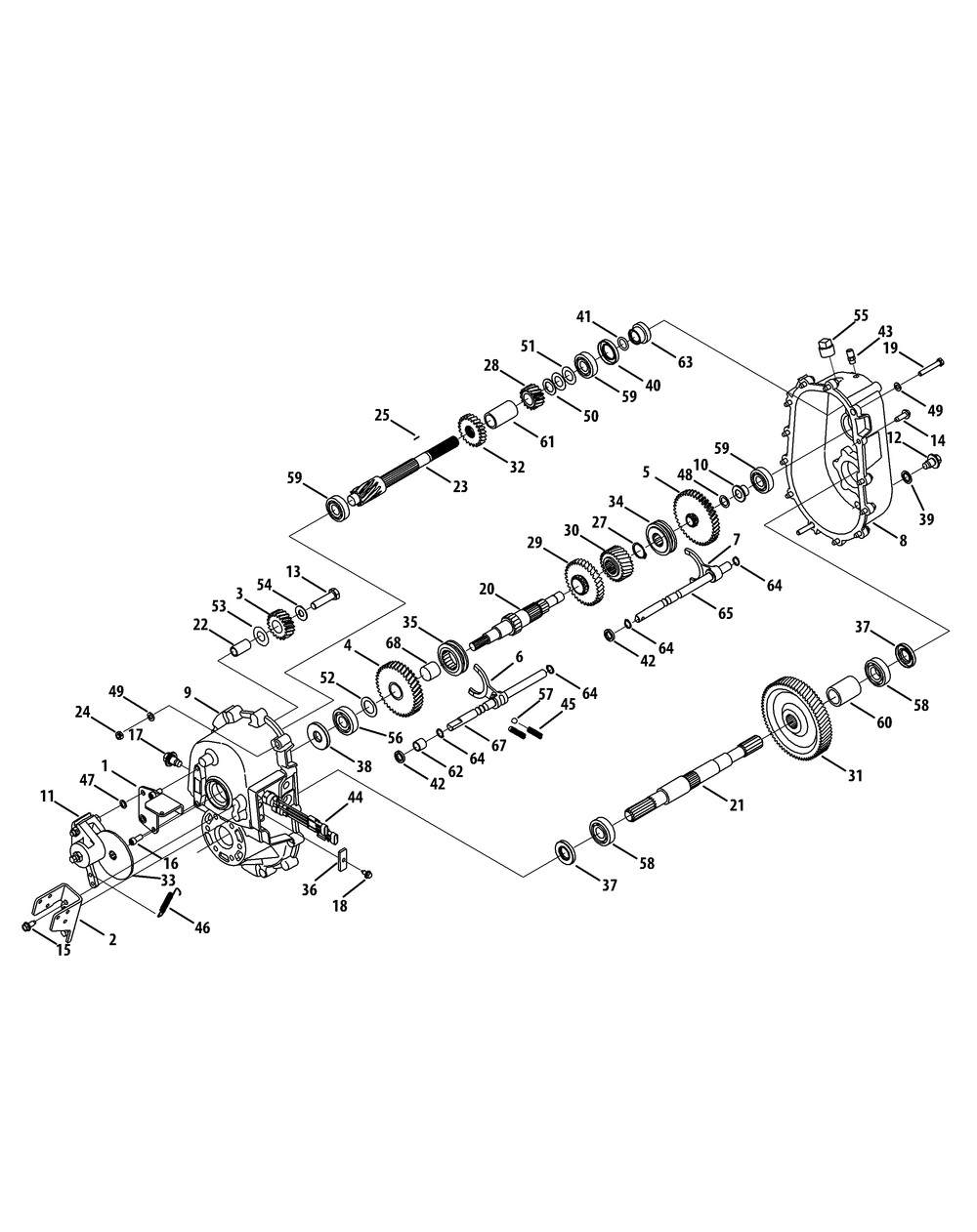 Transmission Diagram and Parts List for 46D 4X4-37ACD710 Cub Cadet Lawn Tractor Accessories